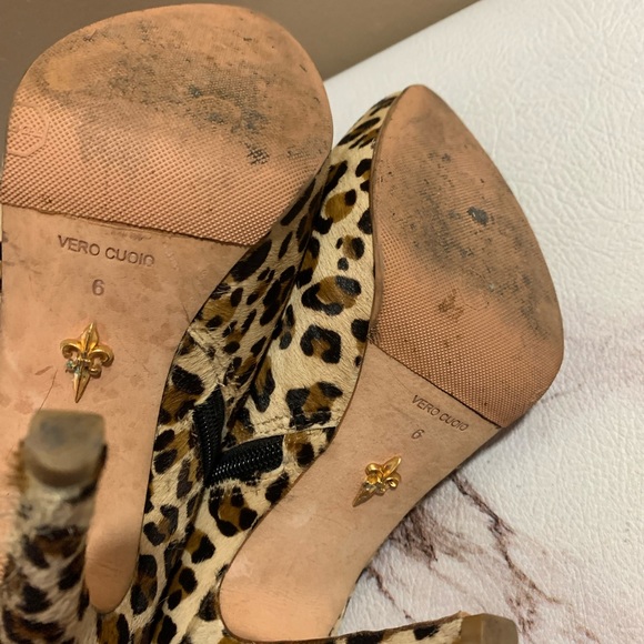 Pour La Victoire Womens 6 Calf Hair Animal Print Leather Heels Ankle Boot. - Picture 8 of 9